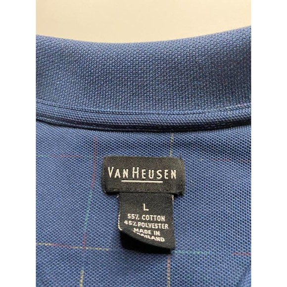Van Heusen Polo Shirt Short Sleeve Plaid Shirt Classic Fit Size Large - Picture 4 of 7